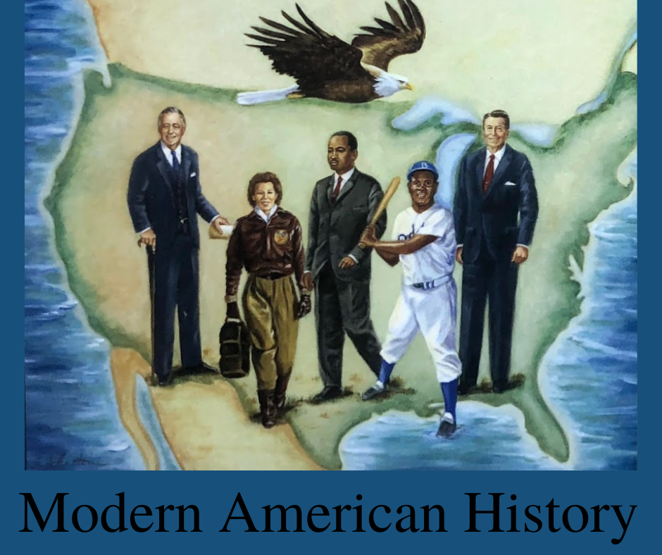 A painting of key people from modern American history.