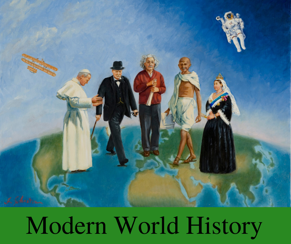 A painting of key figures from modern world history